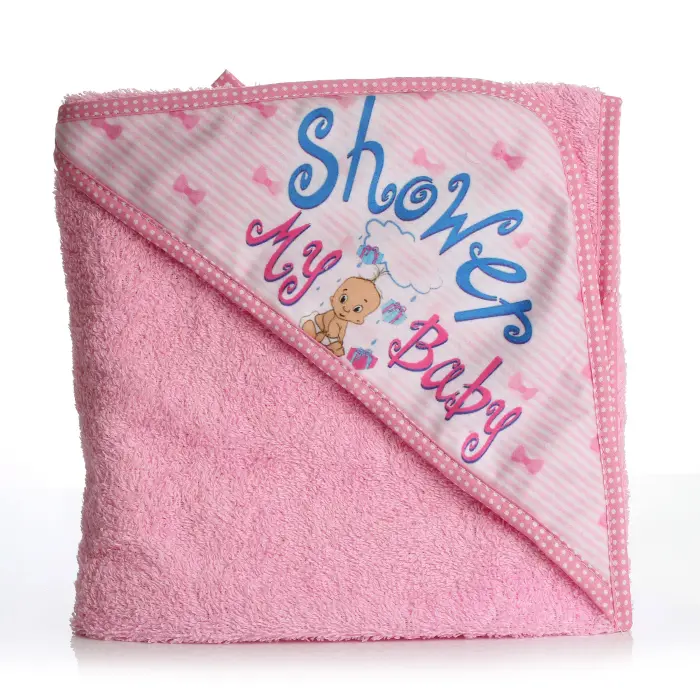 Бебешка хавлиена кърпа с качулка - Розово - Бебе - 1071 - Бебешка хавлиена кърпа с качулка - Розово - Бебе - 1071