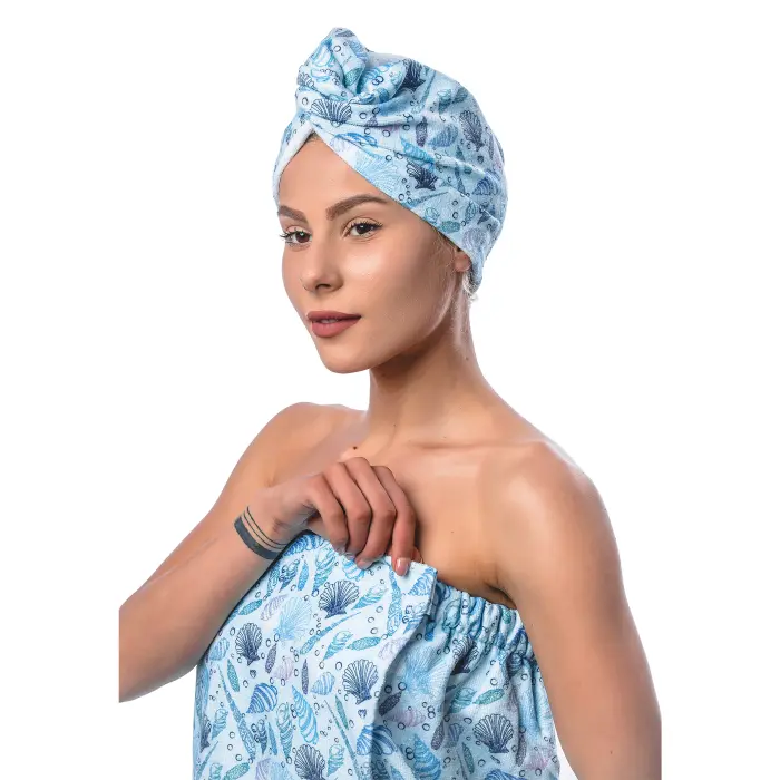Тюрбан с принт комплект М5 - 1488 - Тюрбан с принт комплект М5 - 1488