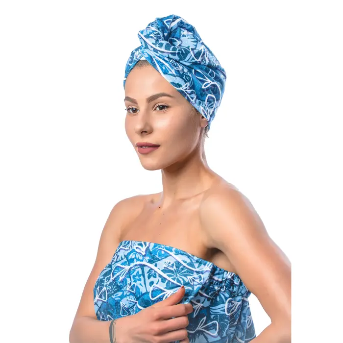 Тюрбан с принт комплект М8 - 1497 - Тюрбан с принт комплект М8 - 1497