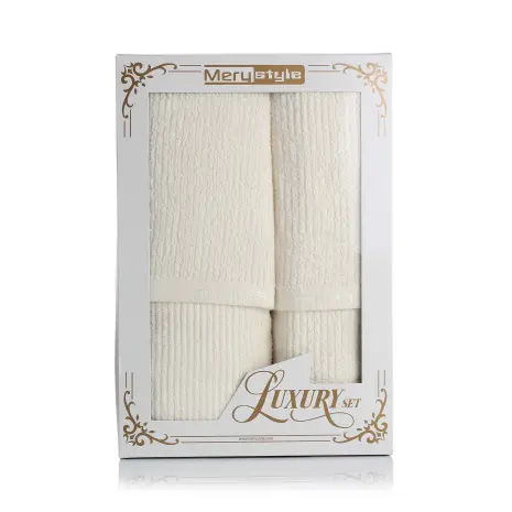 Комплект 2 броя хавлия MS в кутия - Крем - Комплект 2 броя хавлия MS в кутия - Крем