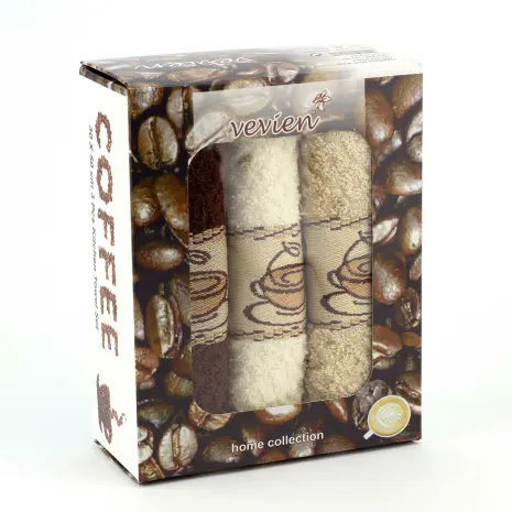 Комплект 3 броя хавлия в кутия - Кафе - Комплект 3 броя хавлия в кутия - Кафе