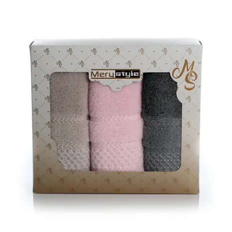 Комплект 3 броя хавлия микропамук в кутия - 1 - Комплект 3 броя хавлия микропамук в кутия - 1