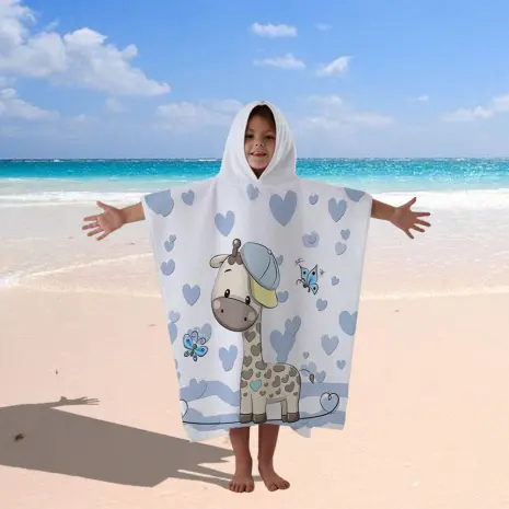 Детско хавлиено пончо - Жираф с шапка - Детско хавлиено пончо - Жираф с шапка