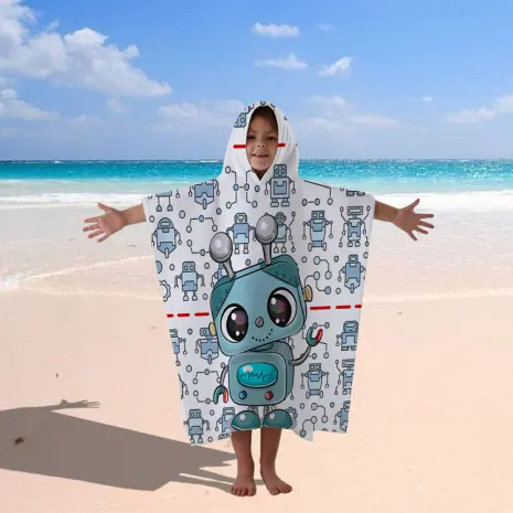 Детско хавлиено пончо - Робот - Детско хавлиено пончо - Робот