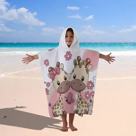 Детско хавлиено пончо - Два жирафа - Детско хавлиено пончо - Два жирафа