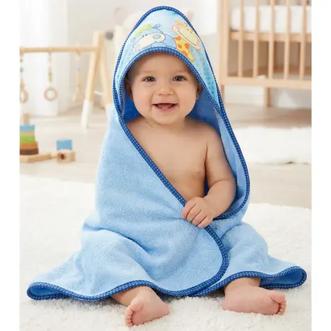 Бебешка хавлиена кърпа с качулка - Синьо - Животни