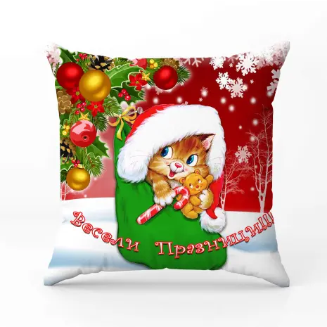 Декоративна възглавница с коледни мотиви - 2340 - Декоративна възглавница с коледни мотиви - 2340