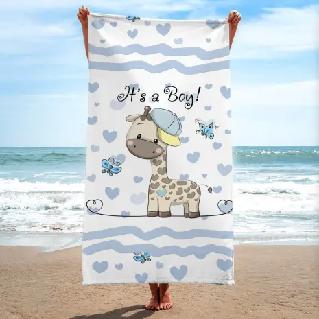 Детска хавлиена кърпа - Жираф с шапка - Детска хавлиена кърпа - Жираф с шапка