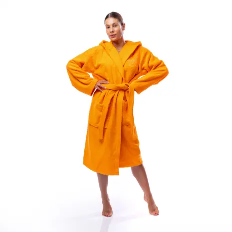 Халат Едноцветен Лукс - Оранжев - дамски - Халат Едноцветен Лукс - Оранжев - дамски
