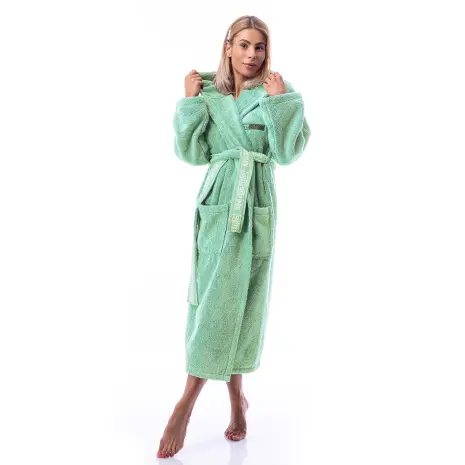 Халат Микропамук - светло зелено - дамски - Халат Микропамук - светло зелено - дамски