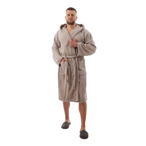 Халат Рипс - къс - Светло сив - мъжки