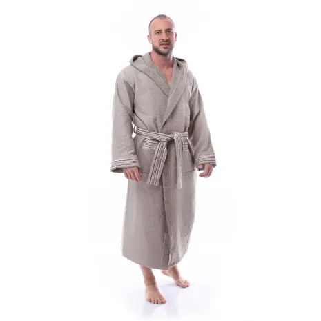 Халат Вафла Лукс - Светло сив - мъжки