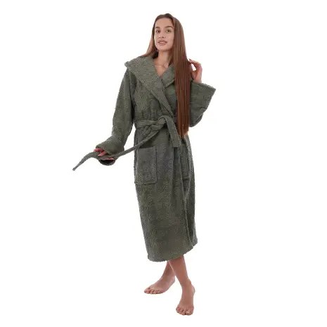 Халат ЖАКАРД - MS - Зелен - дамски