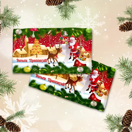 Хавлиена кърпа с коледни мотиви - 3055 - Хавлиена кърпа с коледни мотиви - 3055