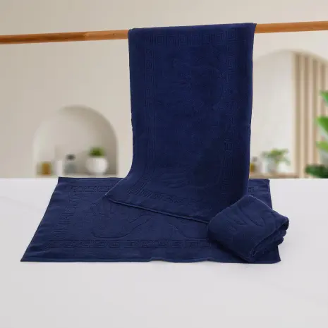 Хавлиена кърпа с мотив ръце - Тъмно синя - Хавлиена кърпа с мотив ръце - Тъмно синя