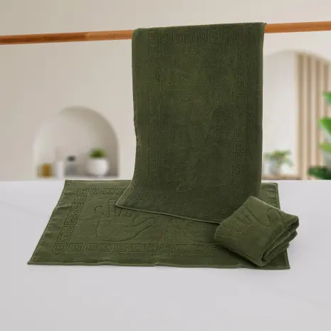 Хавлиена кърпа с мотив ръце - Зелено - Хавлиена кърпа с мотив ръце - Зелено
