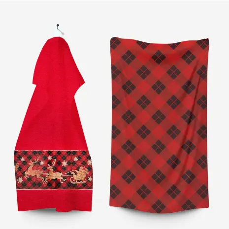 Комплект - 2 броя хавлиена кърпа с коледни мотиви - 3025 - Комплект - 2 броя хавлиена кърпа с коледни мотиви - 3025