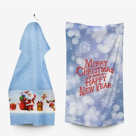 Комплект - 2 броя хавлиена кърпа с коледни мотиви - 3032 - Комплект - 2 броя хавлиена кърпа с коледни мотиви - 3032