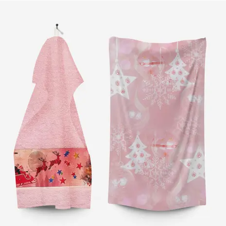 Комплект - 2 броя хавлиена кърпа с коледни мотиви - 3034 - Комплект - 2 броя хавлиена кърпа с коледни мотиви - 3034