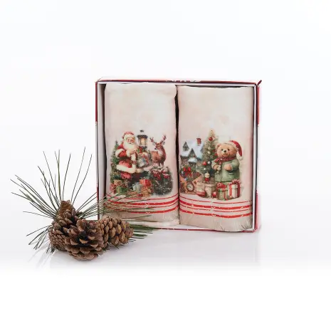 Комплект - 2 броя хавлиена кърпа с печат - Кутия - 5375 - Комплект - 2 броя хавлиена кърпа с печат - Кутия - 5375