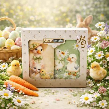 Комплект - 2 броя хавлиена кърпа с печат - Кутия - 5454