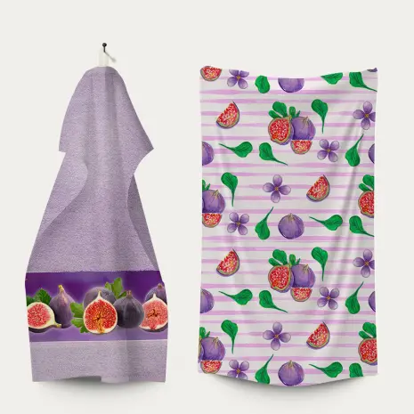 Комплект - 2 броя хавлиена кърпа с принт - 3148 - Комплект - 2 броя хавлиена кърпа с принт - 3148