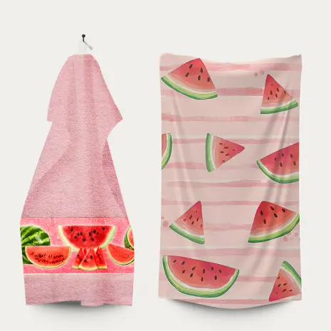 Комплект - 2 броя хавлиена кърпа с принт - 3152 - Комплект - 2 броя хавлиена кърпа с принт - 3152