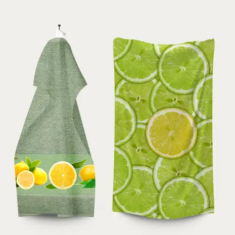 Комплект - 2 броя хавлиена кърпа с принт - 3155 - Комплект - 2 броя хавлиена кърпа с принт - 3155