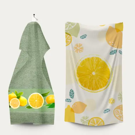 Комплект - 2 броя хавлиена кърпа с принт - 3156 - Комплект - 2 броя хавлиена кърпа с принт - 3156