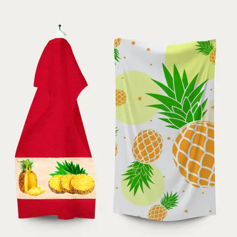 Комплект - 2 броя хавлиена кърпа с принт - 3158 - Комплект - 2 броя хавлиена кърпа с принт - 3158