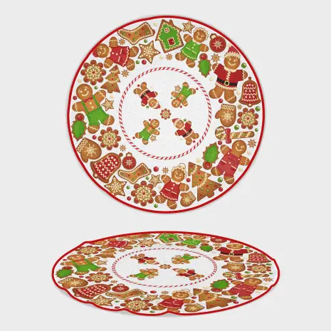 Кръгла хавлиена кърпа с коледни мотиви - 4496 - Кръгла хавлиена кърпа с коледни мотиви - 4496
