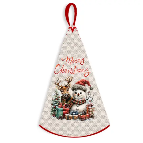 Кръгла хавлиена кърпа с коледни мотиви - 5351 - Кръгла хавлиена кърпа с коледни мотиви - 5351