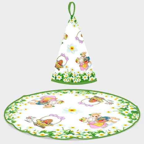 Кръгла хавлиена кърпа с великденски мотиви - 5119 - Кръгла хавлиена кърпа с великденски мотиви - 5119