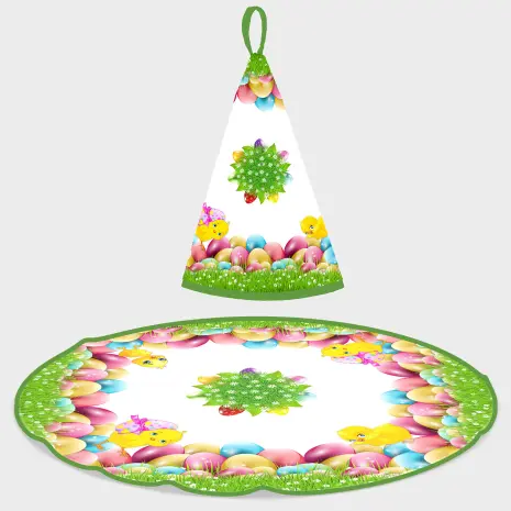 Кръгла хавлиена кърпа с великденски мотиви - 5121 - Кръгла хавлиена кърпа с великденски мотиви - 5121