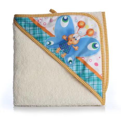 Бебешка хавлиена кърпа с качулка - Крем - Пеперуда - Бебешка хавлиена кърпа с качулка - Крем - Пеперуда