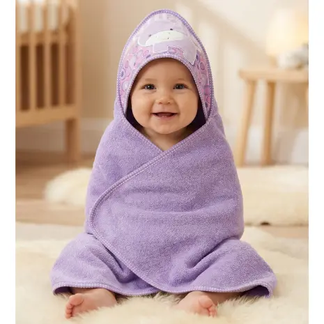 Бебешка хавлиена кърпа с качулка - Лилаво - Бебешка хавлиена кърпа с качулка - Лилаво