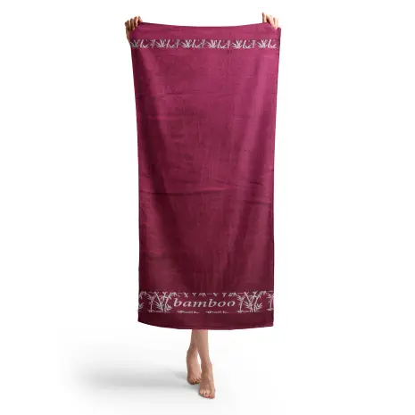 Плажна хавлия с бамбуков десен - бордо - Плажна хавлия с бамбуков десен - бордо