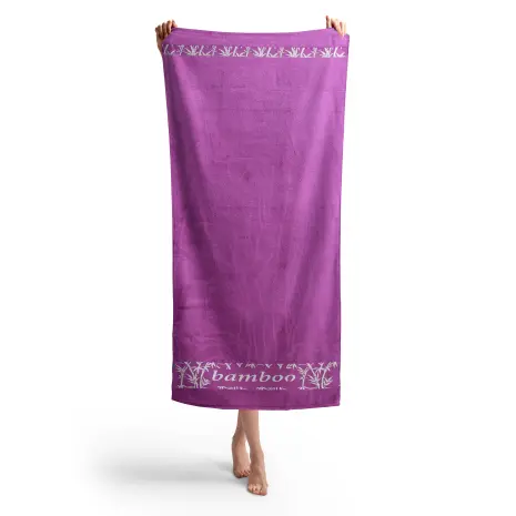 Плажна хавлия с бамбуков десен - малина - Плажна хавлия с бамбуков десен - малина