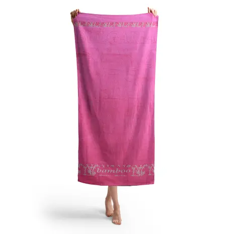 Плажна хавлия с бамбуков десен - циклама - Плажна хавлия с бамбуков десен - циклама