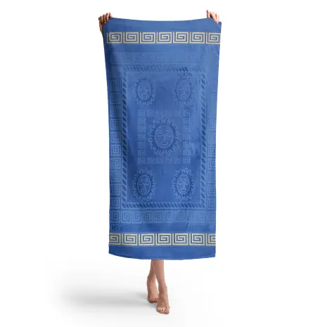 Плажна хавлия с мотив - Коралово синьо - Плажна хавлия с мотив - Коралово синьо