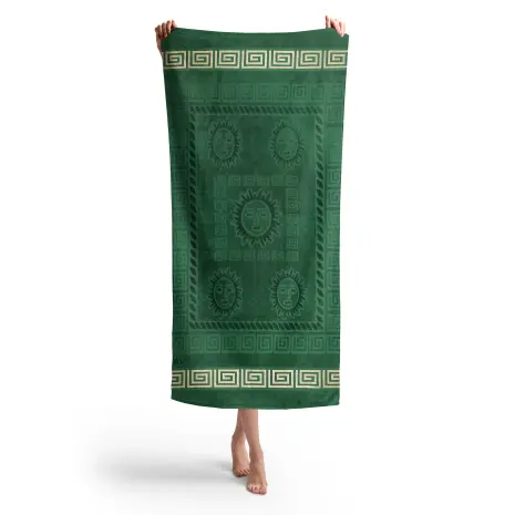 Плажна хавлия с мотив - Маслено зелено - Плажна хавлия с мотив - Маслено зелено
