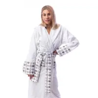 Халат букле MS печат - Крем - дамски - 1867 | Халат букле MS печат - Крем - дамски - 1867