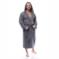 Халат букле MS печат - Сив - мъжки - 2517 | Халат букле MS печат - Сив - мъжки - 2517