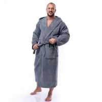 Халат Едноцветен Лукс - Сиво - мъжки - 1609 | Халат Едноцветен Лукс - Сиво - мъжки - 1609