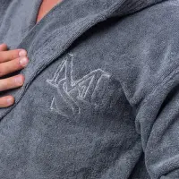 Халат Едноцветен Лукс - Сиво - мъжки - 1611 | Халат Едноцветен Лукс - Сиво - мъжки - 1611