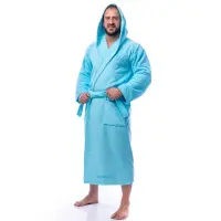Халат Едноцветен Лукс - Светло синьо - мъжки - Халат Едноцветен Лукс - Светло синьо - мъжки