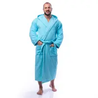 Халат Едноцветен Лукс - Светло синьо - мъжки - 1615 | Халат Едноцветен Лукс - Светло синьо - мъжки - 1615