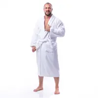 Халат Едноцветен Шал Яка - Бял - мъжки - Халат Едноцветен Шал Яка - Бял - мъжки
