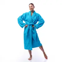 Халат Едноцветен Шал Яка - Електрик - дамски - 1693 | Халат Едноцветен Шал Яка - Електрик - дамски - 1693