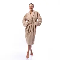 Халат Едноцветен Шал Яка - Капучино - дамски - 1717 | Халат Едноцветен Шал Яка - Капучино - дамски - 1717